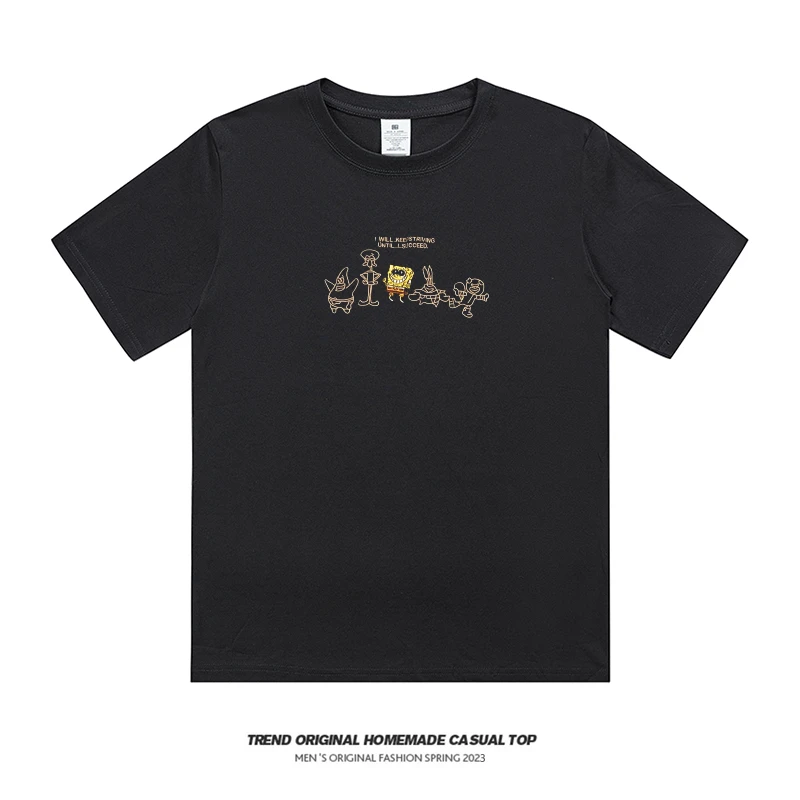 【现货发】比奇堡海绵BB 230g精梳棉男女同款短袖T恤夏季纯棉上衣服