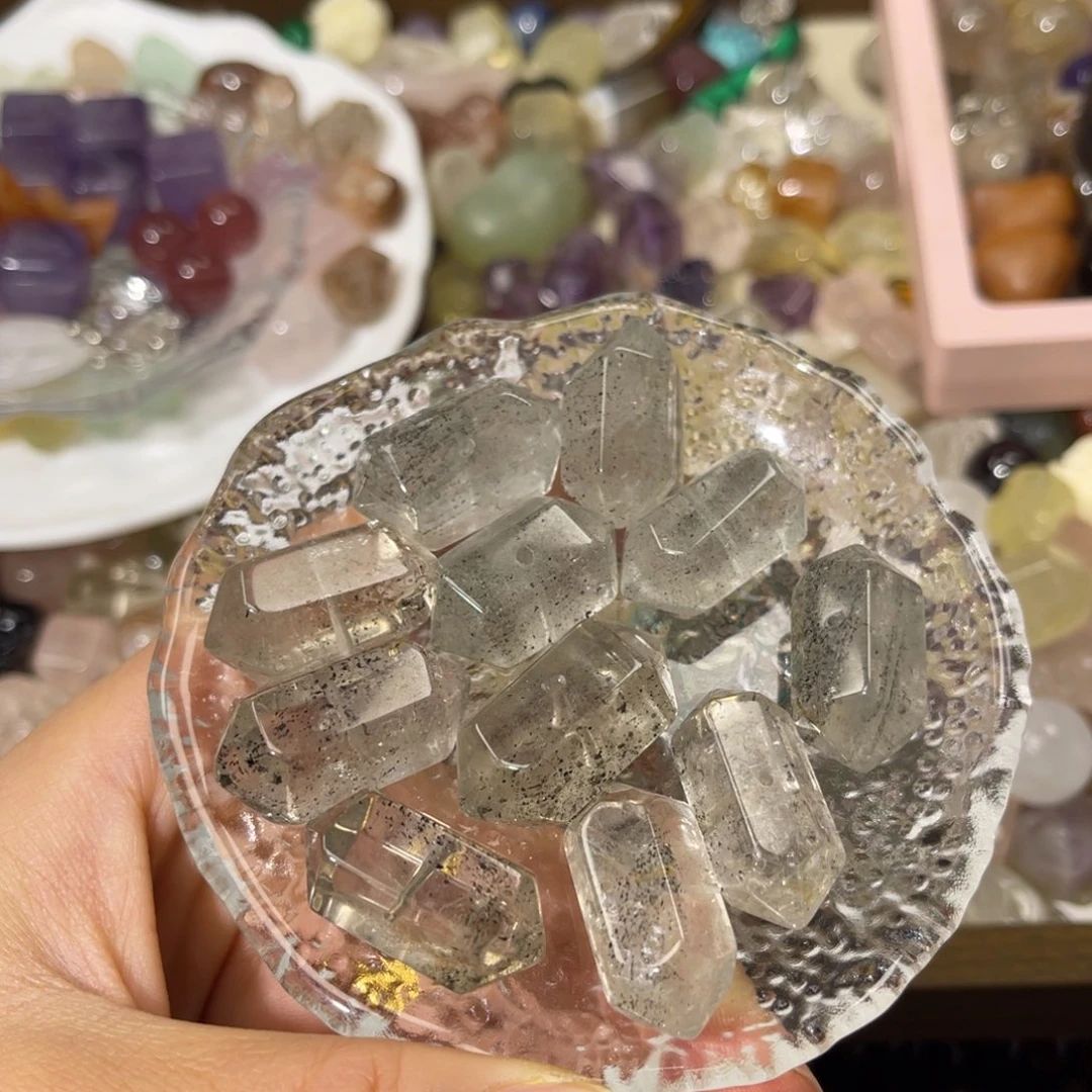 珠宝半成品银S925镶嵌紫晶巴西老矿满天星绿幽灵一个