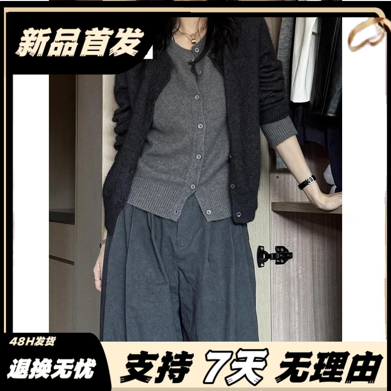 秋季新款梵乐芬塔丹奴秋季穿搭假两件针织毛衣外套女新款高级感毛