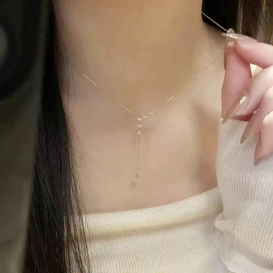 钛钢锆石项链 轻奢百搭Y字珠宝小众