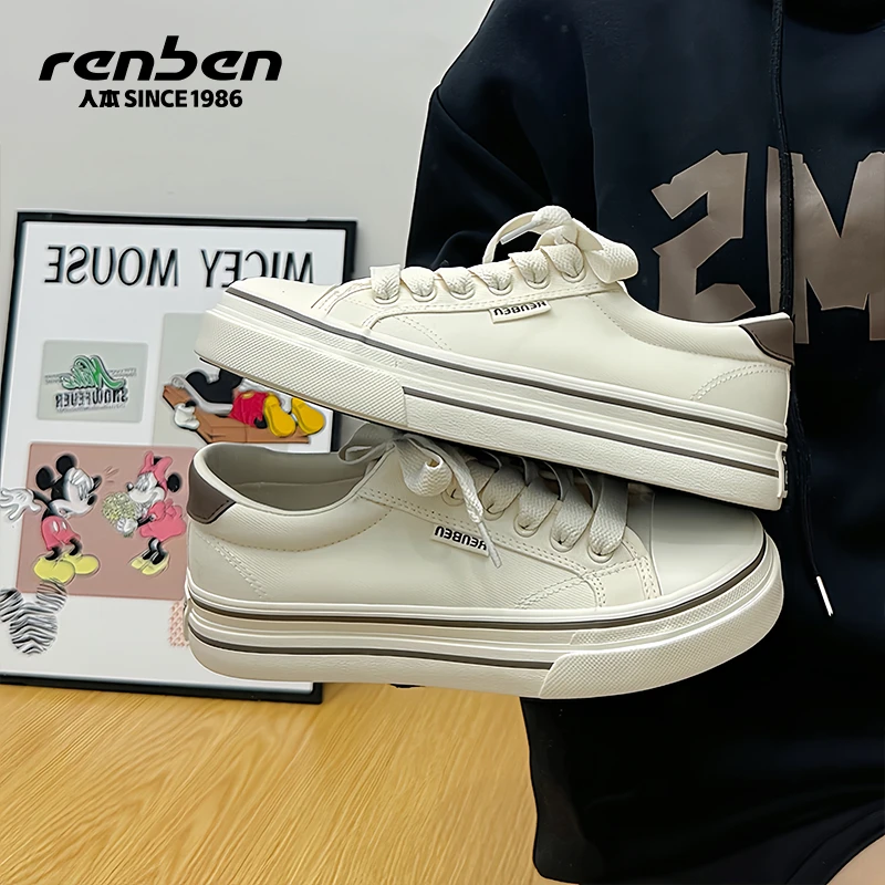 人本官方旗舰店2025春季新款百搭白色帆布鞋女潮流布鞋练车专用鞋