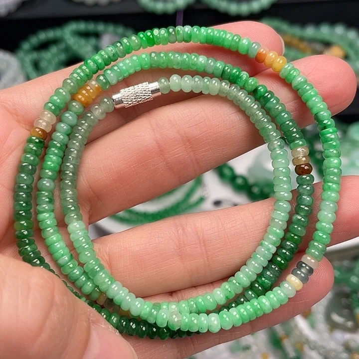 翡翠未镶嵌手链多宝算盘手串