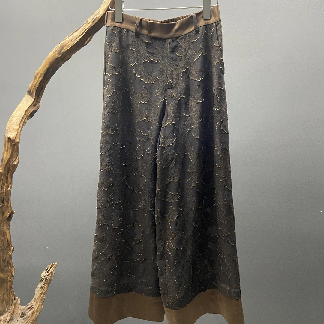 【刘叔】25年新款通勤百搭款桑蚕丝香云纱剪花裤子A381