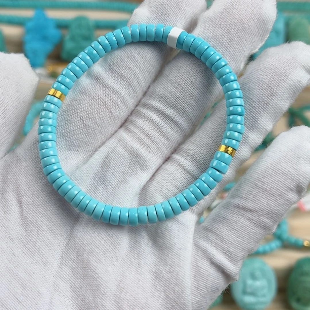 18K金镶嵌绿松石手串