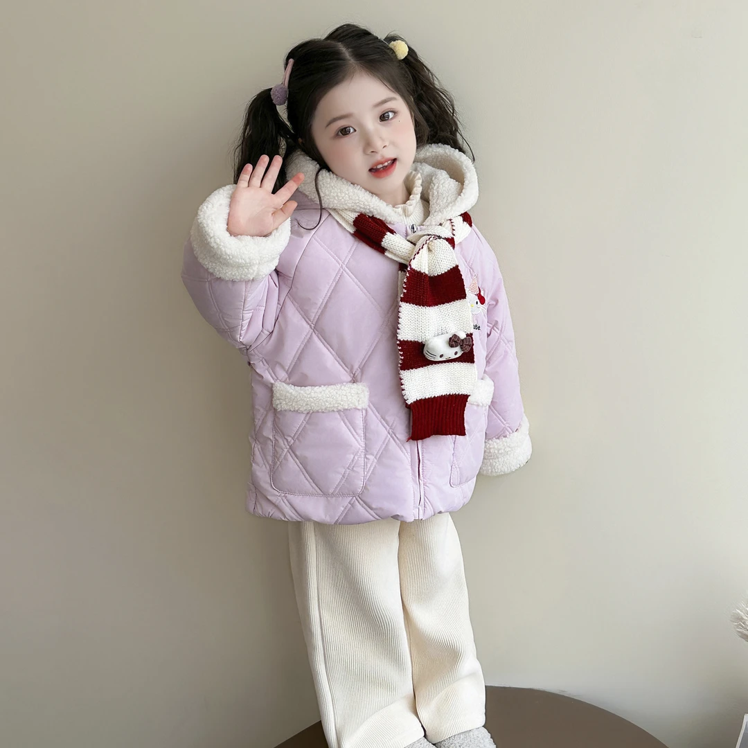 女童2025新款秋冬季加绒棉衣儿童洋气冬装棉袄女宝宝加厚保暖棉服