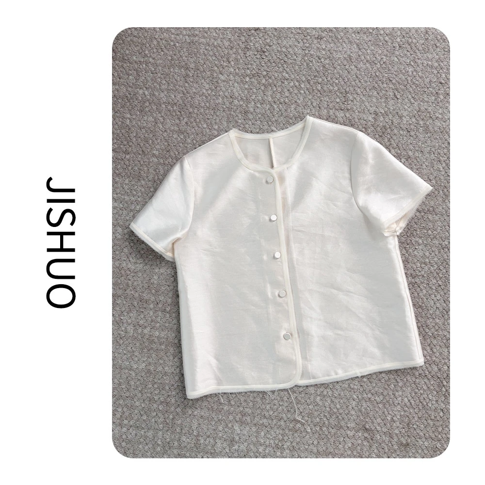 衬衫上衣衬衣白色休闲夏季薄款纯色外套