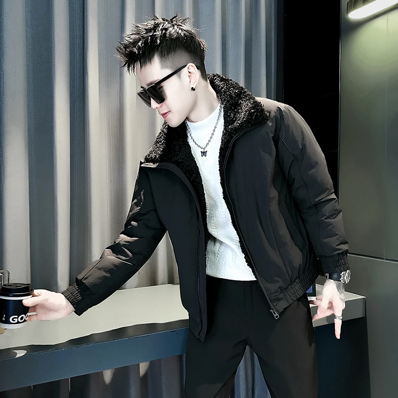 冬季男士翻领潮流帅气棉衣外套冬款男装冬装棉服冬天袄子休闲棉袄