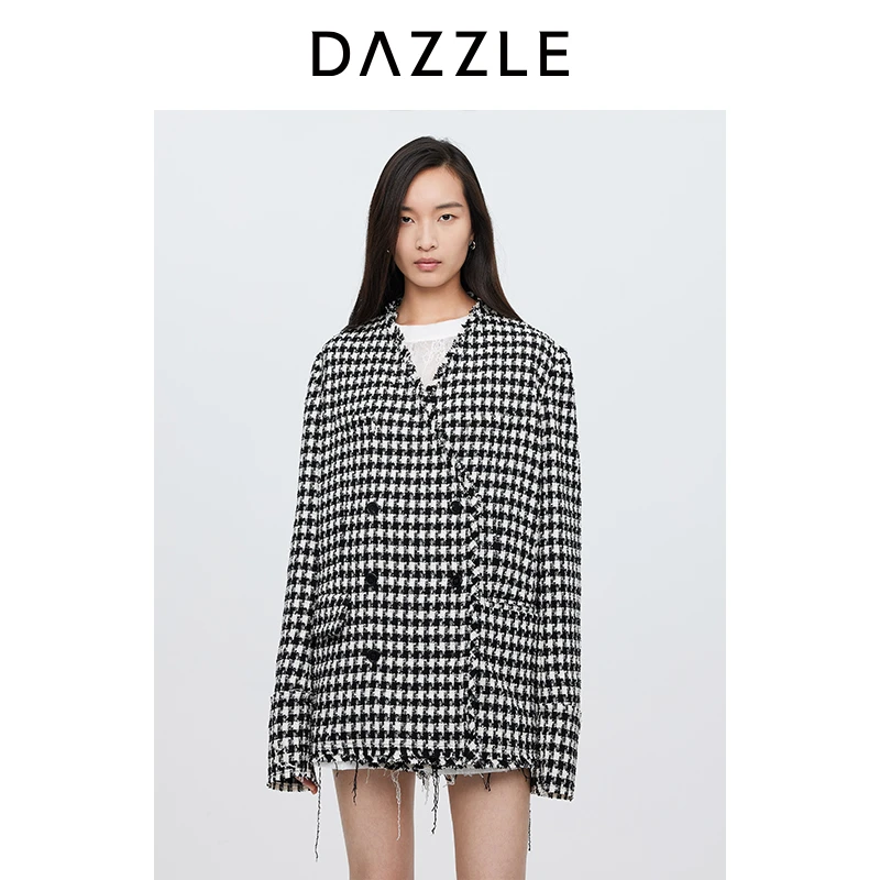 DAZZLE地素西千鸟格外套2I3F555