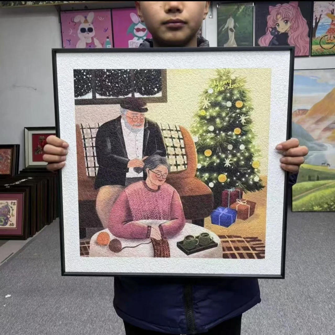 白头偕老卧室装饰画浪漫温馨爷爷奶奶房间挂画桌面治愈摆画5050