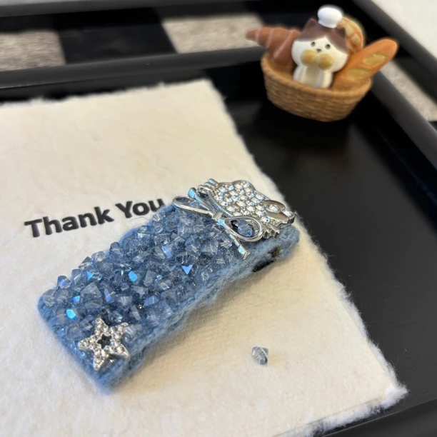 蓝色zz白色猫发夹(一个)FJ1000