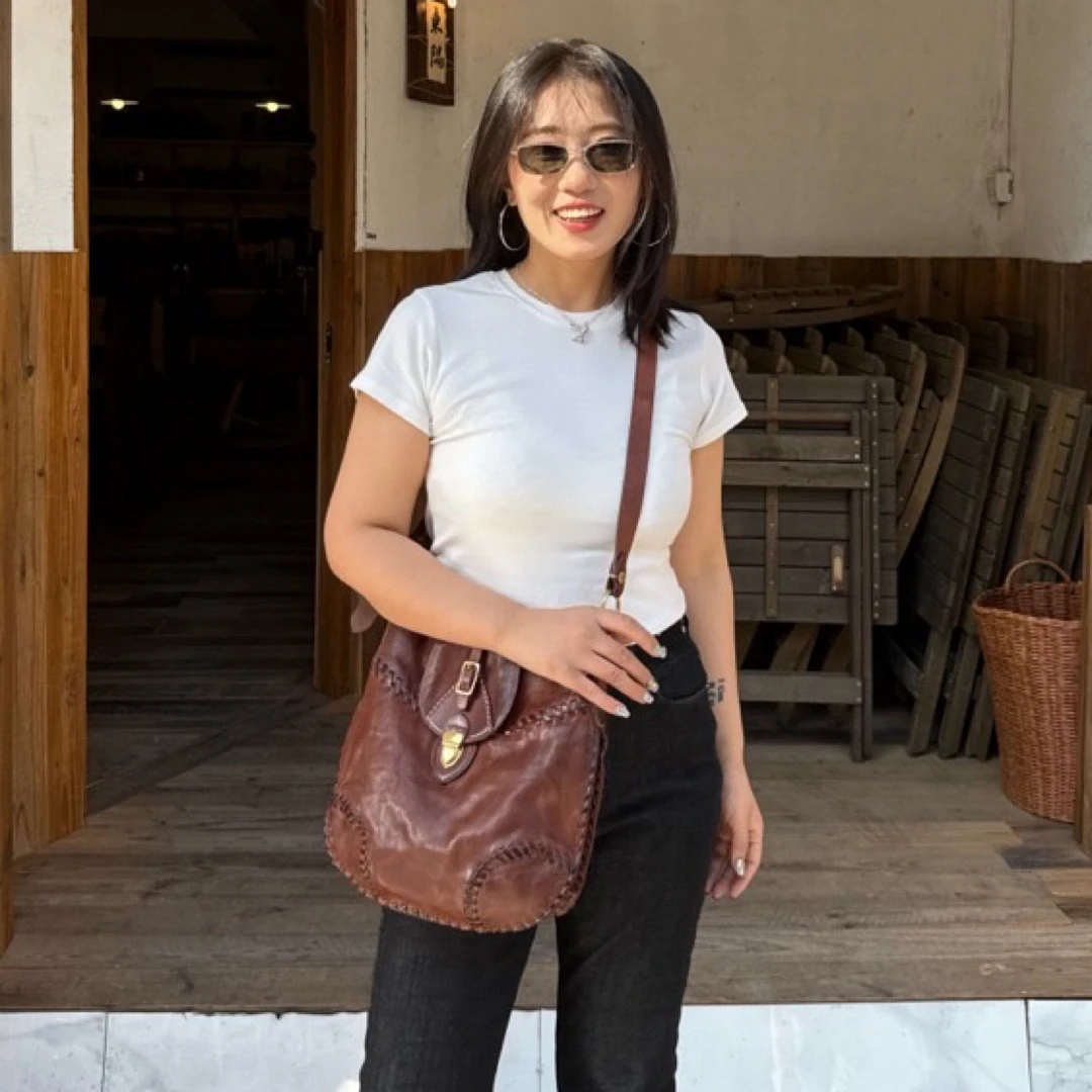 BANSHAN手工皮具高定“可露里”复古马皮手工编织斜挎包