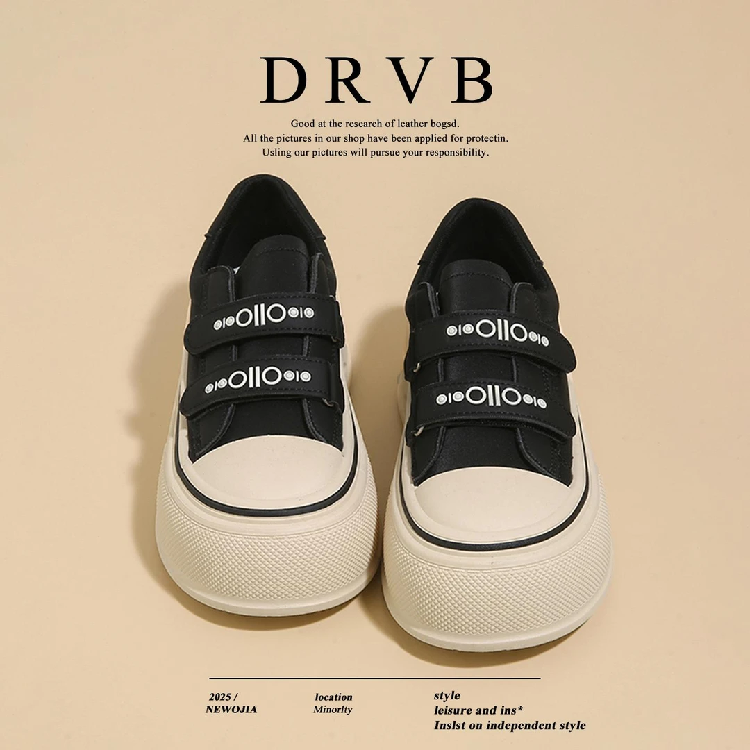 【DR官方正品】阔腿裤必备！黑色厚底帆布鞋女2025新款秋季百搭增高6