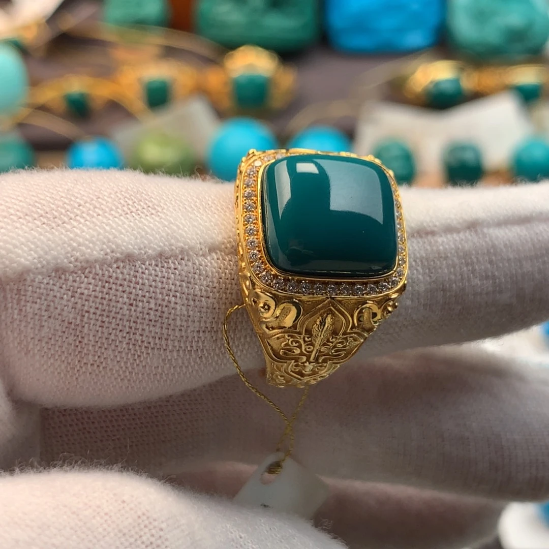 绿松石18K金镶嵌发饰