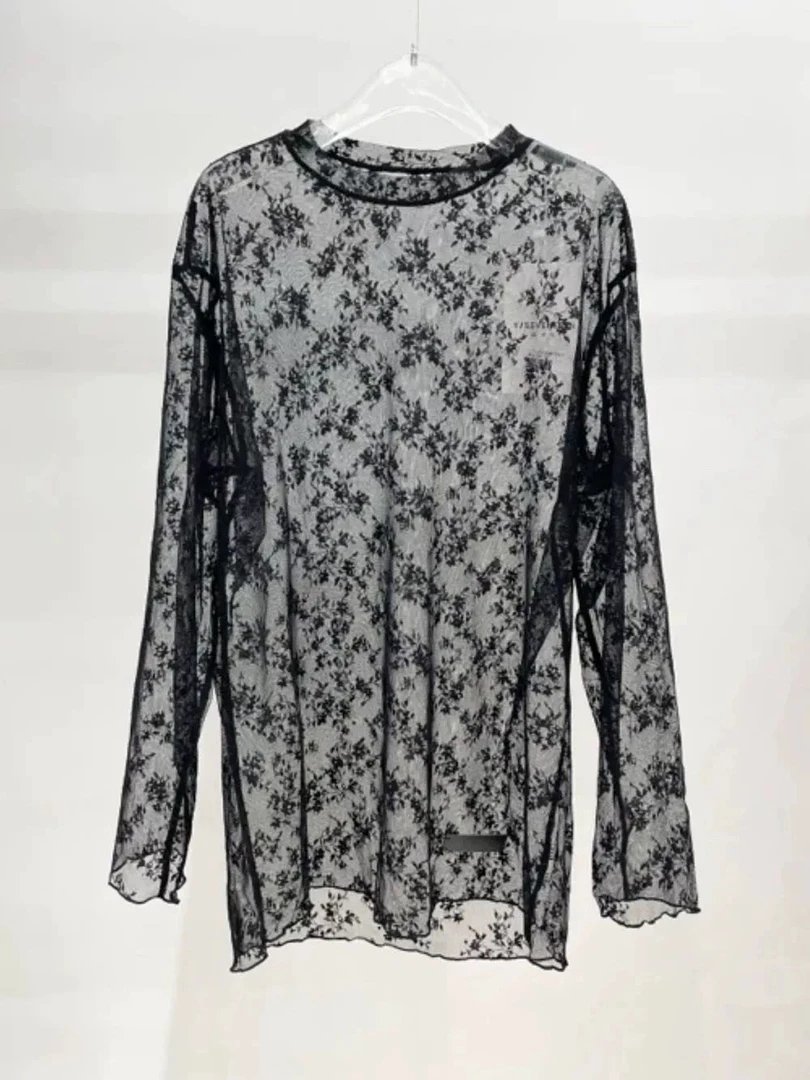 特清！【现货】十七25 黑色万能款镂空透视蕾丝打底衫设计师品牌长袖