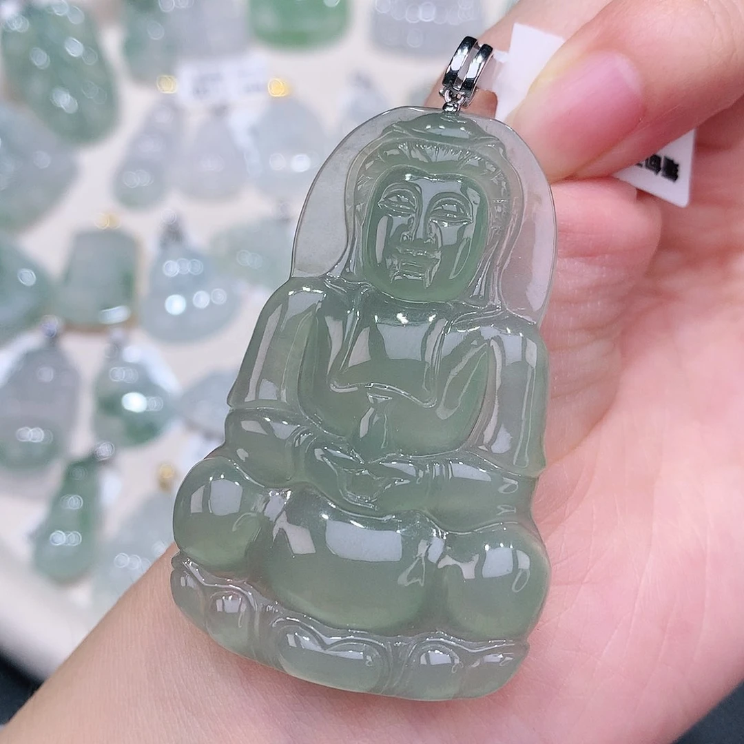 翡翠18K金镶嵌颈饰53.2-34.6-4.7