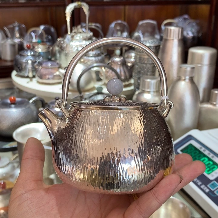 足银999水波纹提梁壶300容量