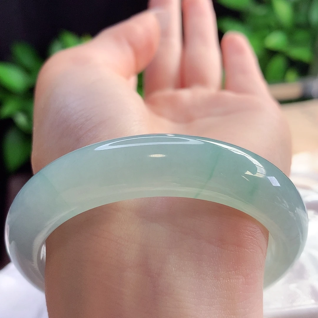 未镶嵌手镯翡翠天然A货翡翠54-55出水芙蓉底金丝绿16号