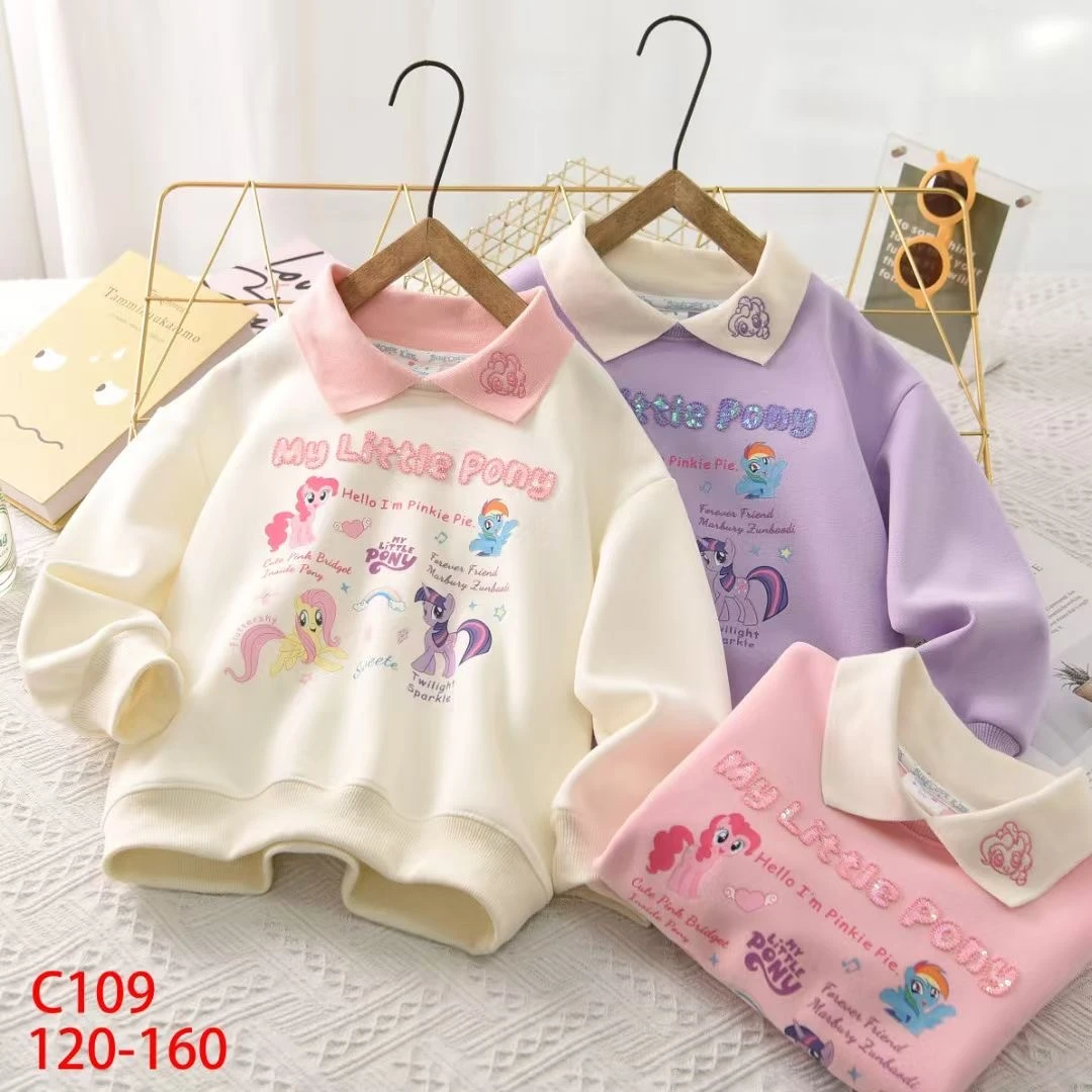 2025春季新款小马宝利POLO领卫衣女童套头衫上衣休闲童装翻领洋气