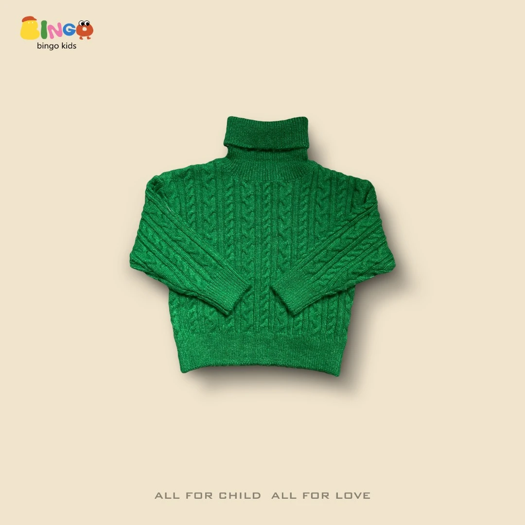 【3231】冬季儿童纯色绿色毛衣