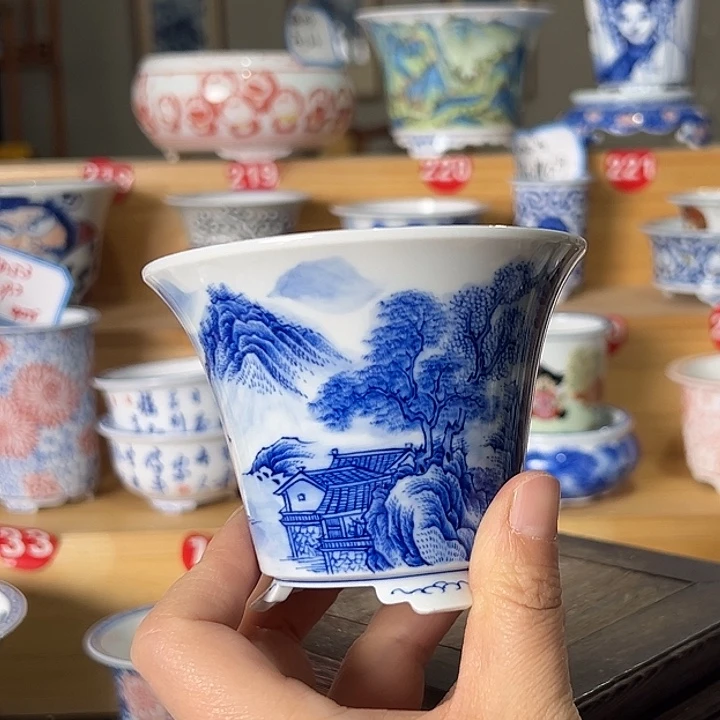 墨爱手绘陶瓷花盆内口8.3高7.3