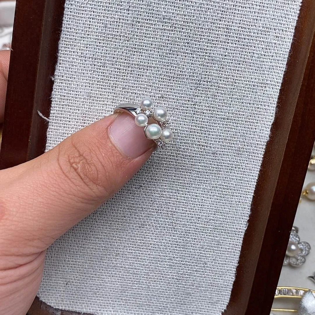 戒指银S925镶嵌淡水珍珠