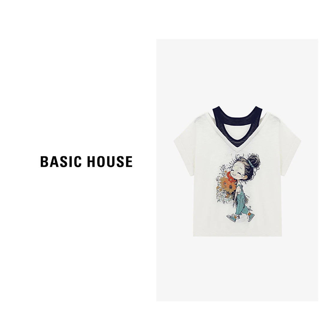 Basic House/百家好夏季休闲上衣百搭时尚气质针织衫-B0625B5EKU2