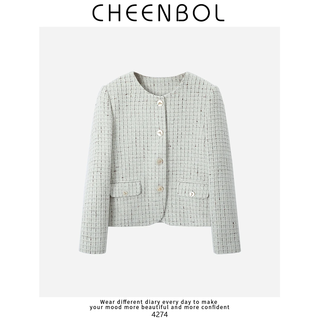 4274小香风外套秋冬女圆领短款高级感法式优雅气质小个子百搭上衣