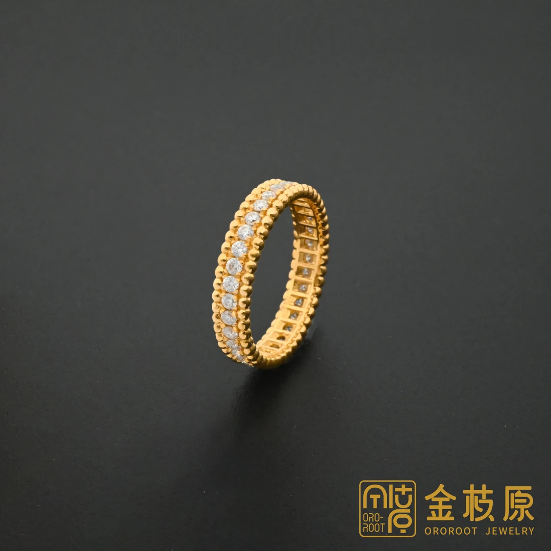 【金枝原】足金999  莫桑珠边满天星戒指