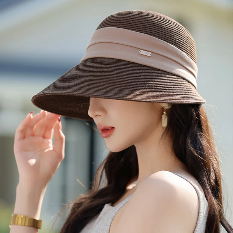 2025新款大檐防晒太阳帽子女夏季草编鸭舌帽户外出游百搭遮阳帽