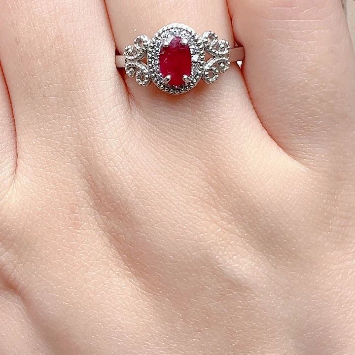 银S925镶嵌红宝石戒指