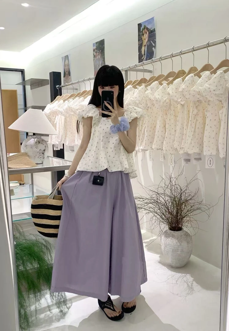 韩系田园风减龄碎花小衫6951