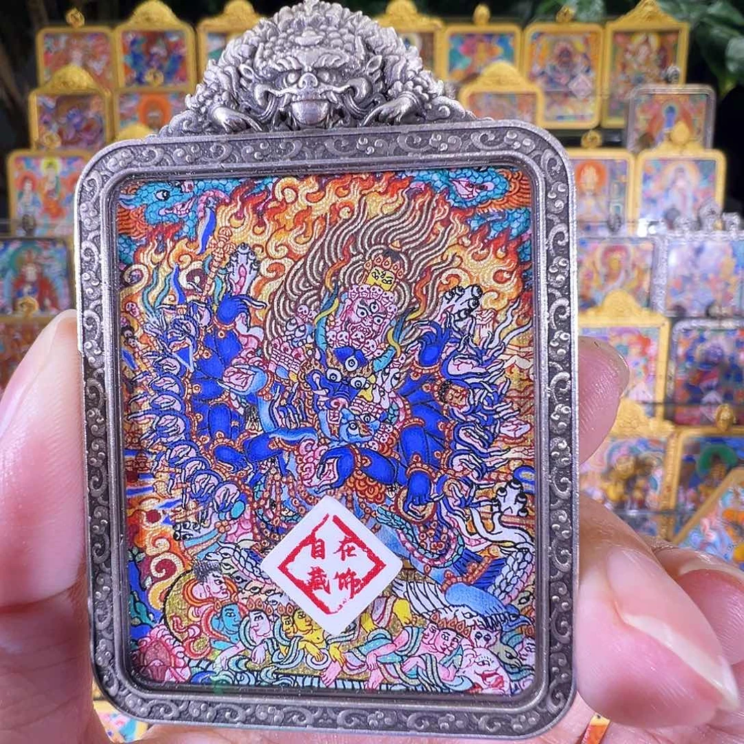 吊坠大威德热贡纯手绘唐卡