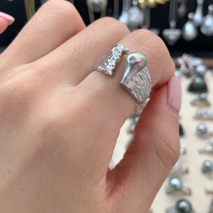 银S925镶嵌戒指海水珍珠