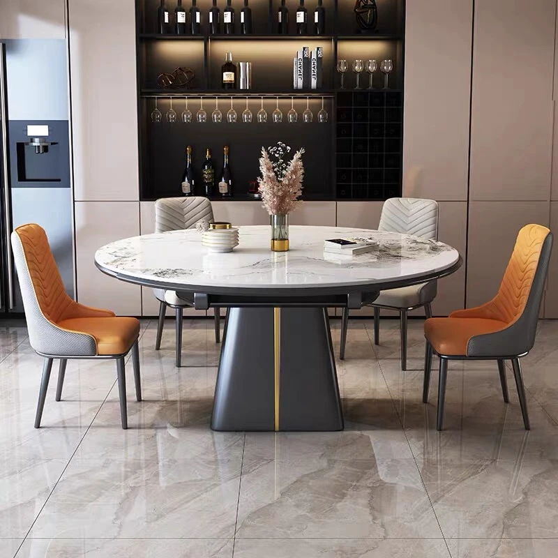 伸缩方圆两页款餐桌岩板加厚款现代轻奢风格适合大小户型吃饭桌子