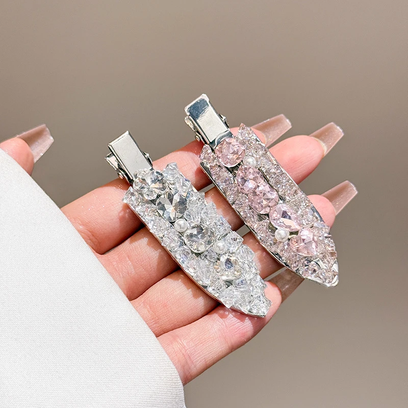 韩式合金发夹镶钻鸭嘴夹气质百搭高级感刘海碎发夹清冷感发饰头饰