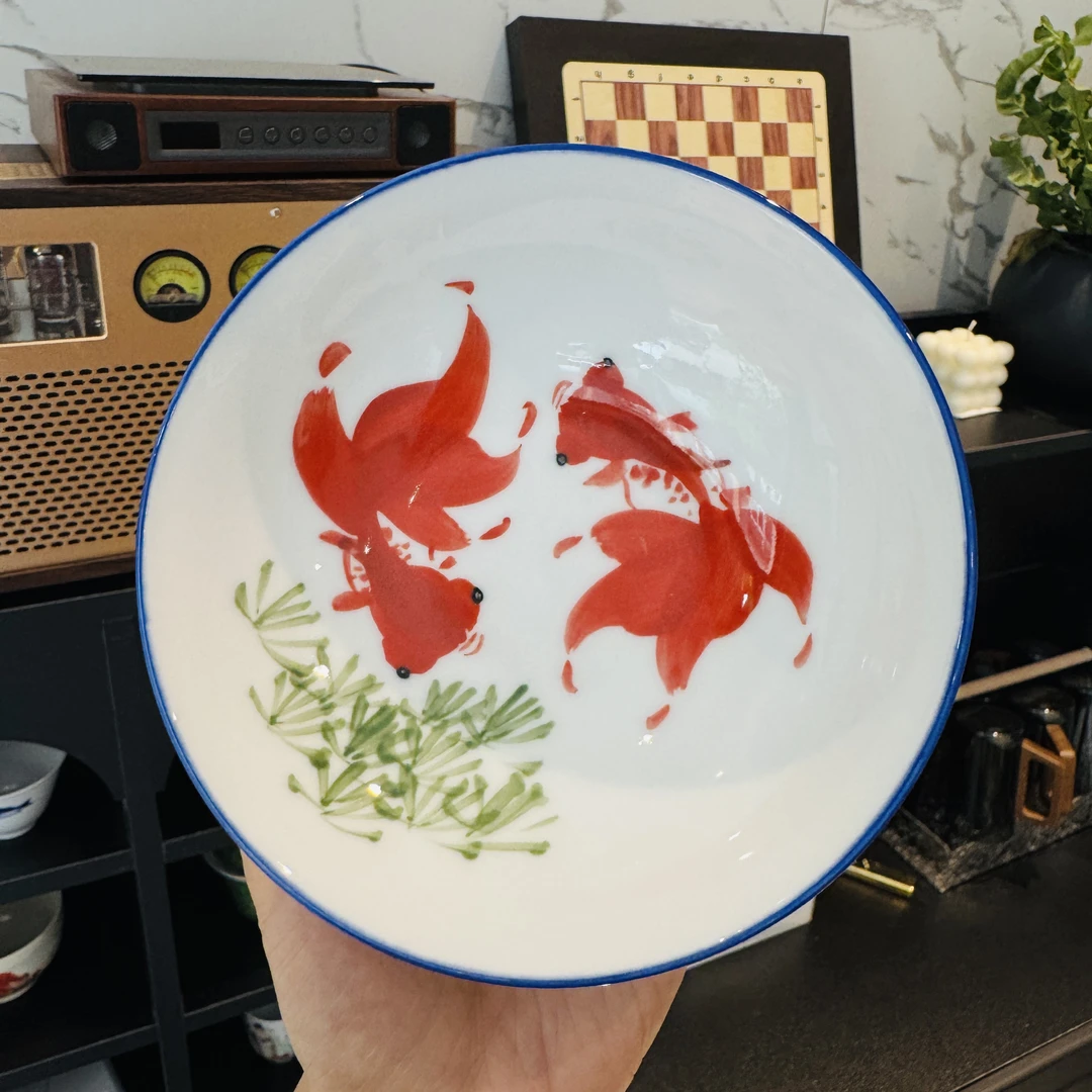 【小胖碗】金鱼·金玉满堂 高温手工手绘 907