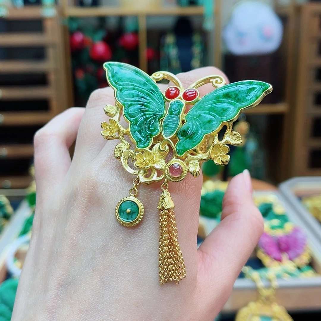 颈饰银S925镶嵌翡翠48小时鉴赏期1