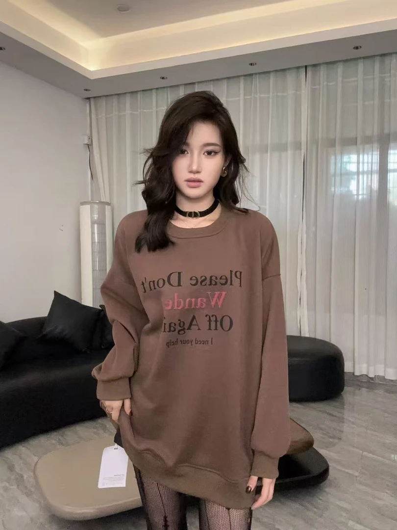 【Y&YI JIN 年终清仓】小众美学设计款咖色印花卫衣