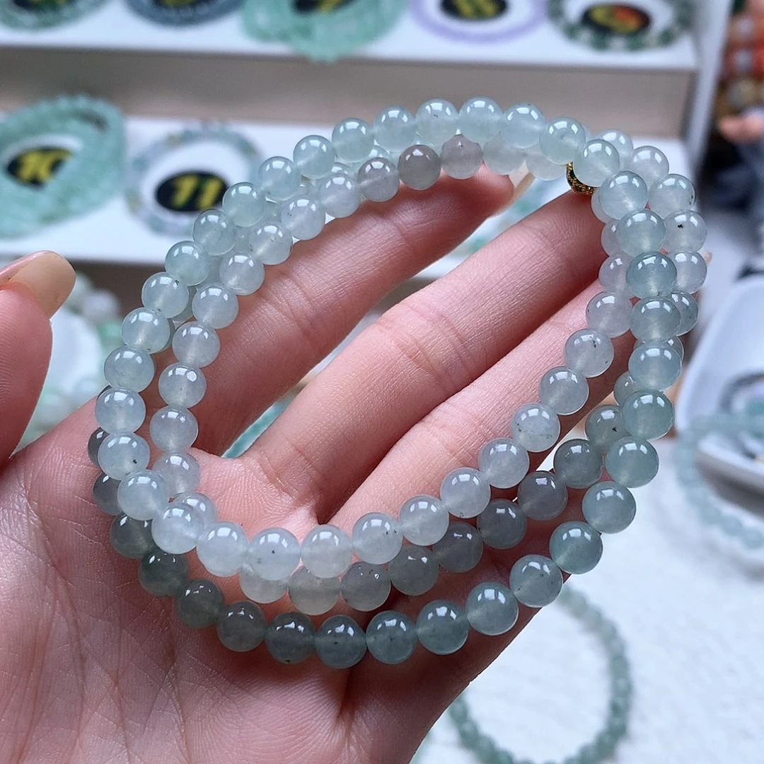 翡翠未镶嵌手串冰晴项链6.1