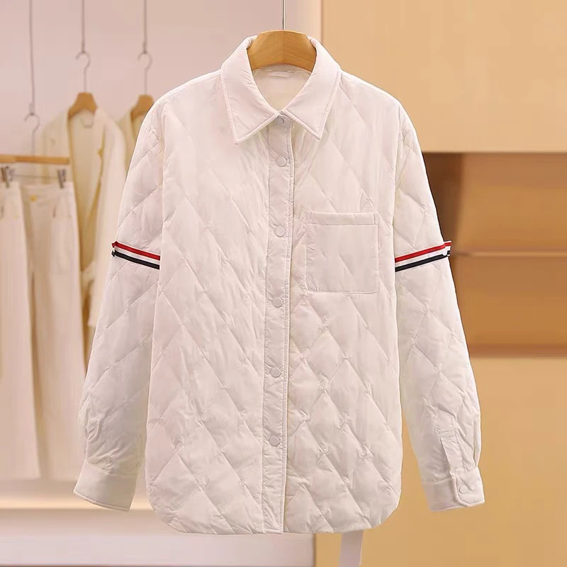 187Q秋冬宽松菱形格长袖女士冬季上衣条纹HG4126