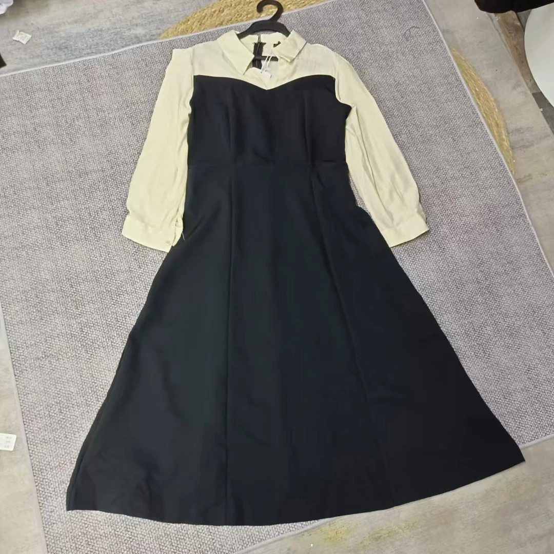 唯琳剪标 8仓B2-15-2959款 拼色A版长款七分袖连衣裙