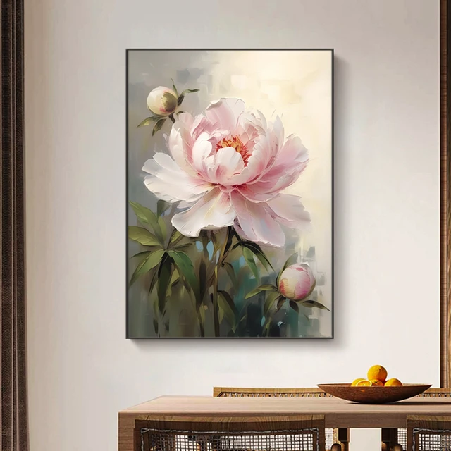 【直播间】牡丹花新中式客厅餐厅花开富贵装饰画唯美花卉玄关挂画