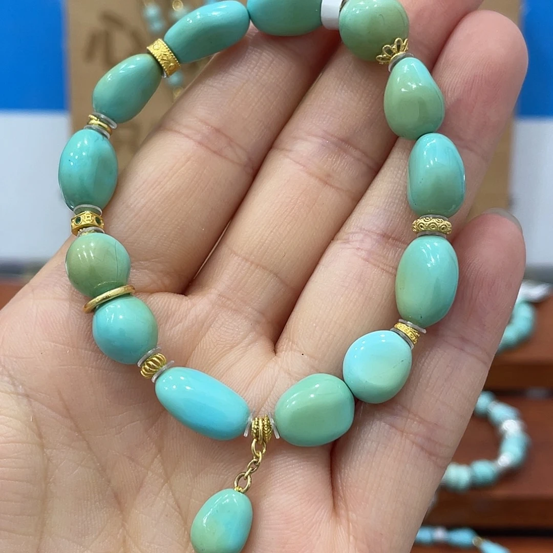 绿松石18K金镶嵌珠宝奇石