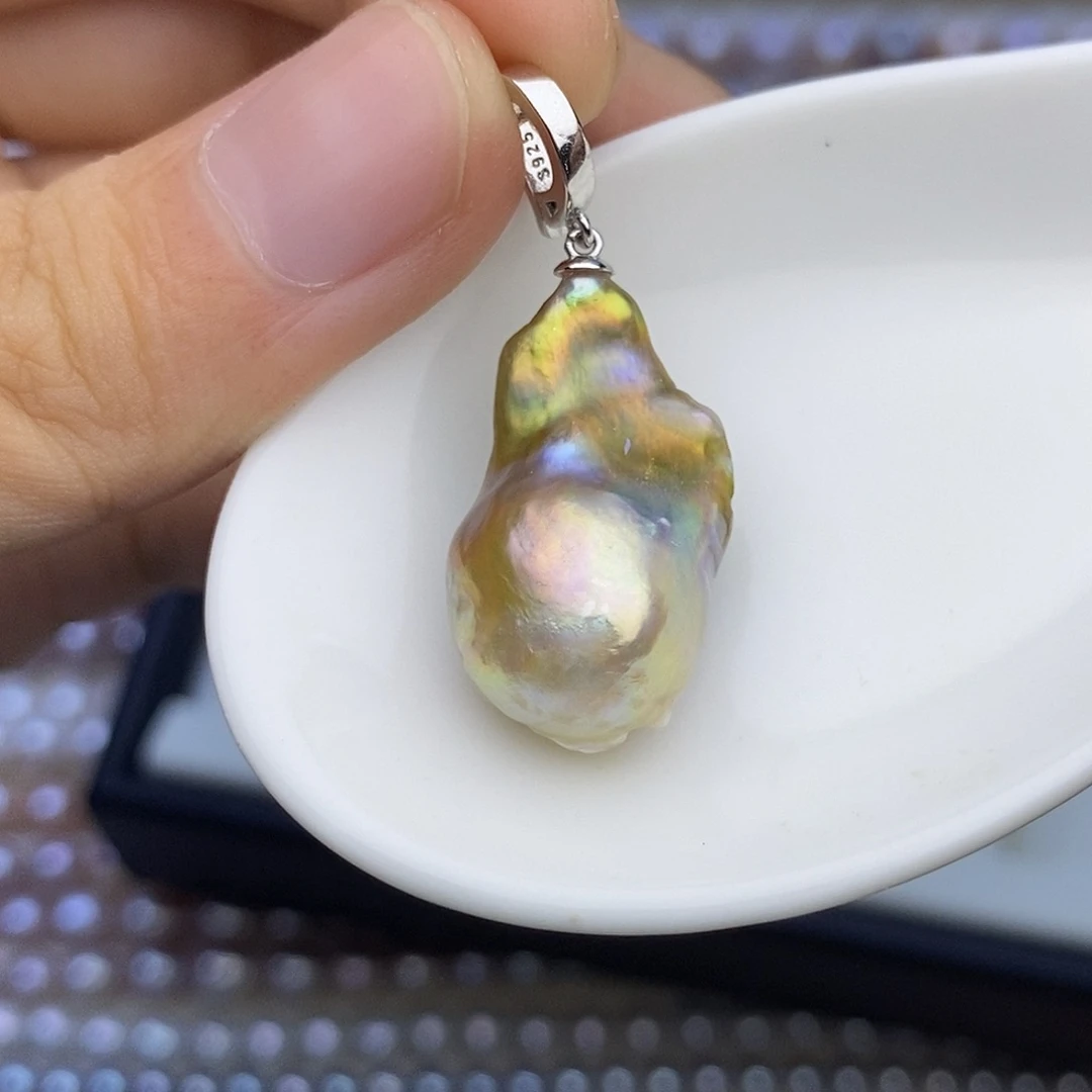 银S925镶嵌项链淡水珍珠