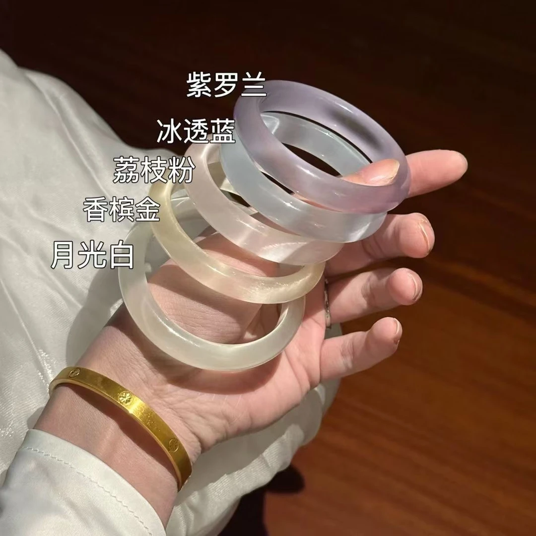 非金属玻璃手镯 猫眼石手镯高冰高透冰种轻奢甜美甜美百搭学生
