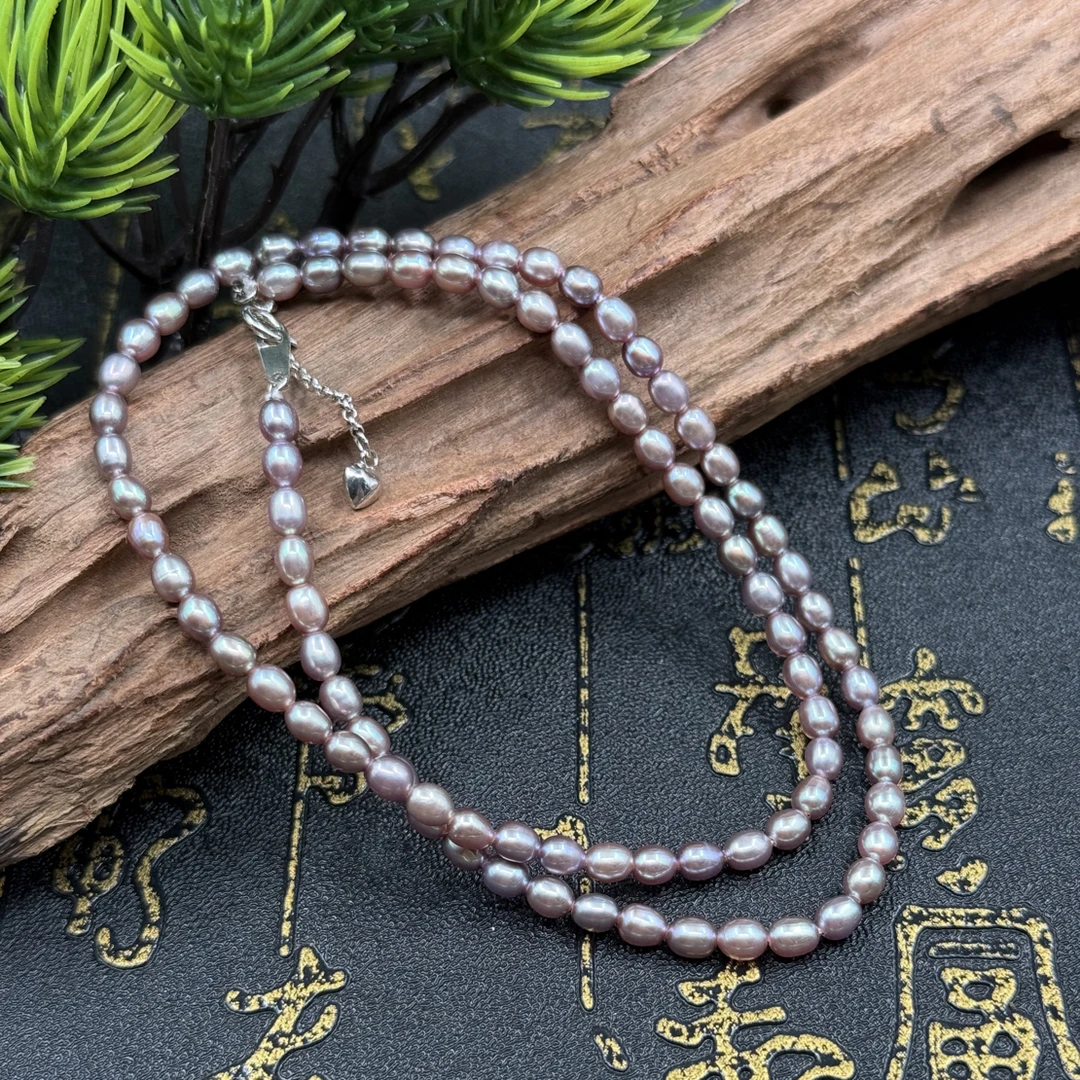 【紫霞仙子】紫色珍珠项链s925-3mm-多样性发其一-ms19-906
