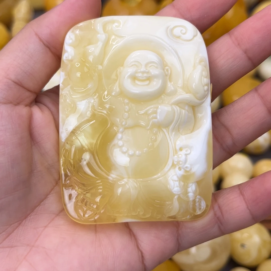 未镶嵌琥珀裸石金瓷白佛