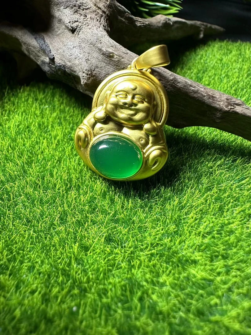 ST6261【福嘟嘟】冰翠芙蓉绿玛瑙佛公吊坠-配绳子-送礼佳品