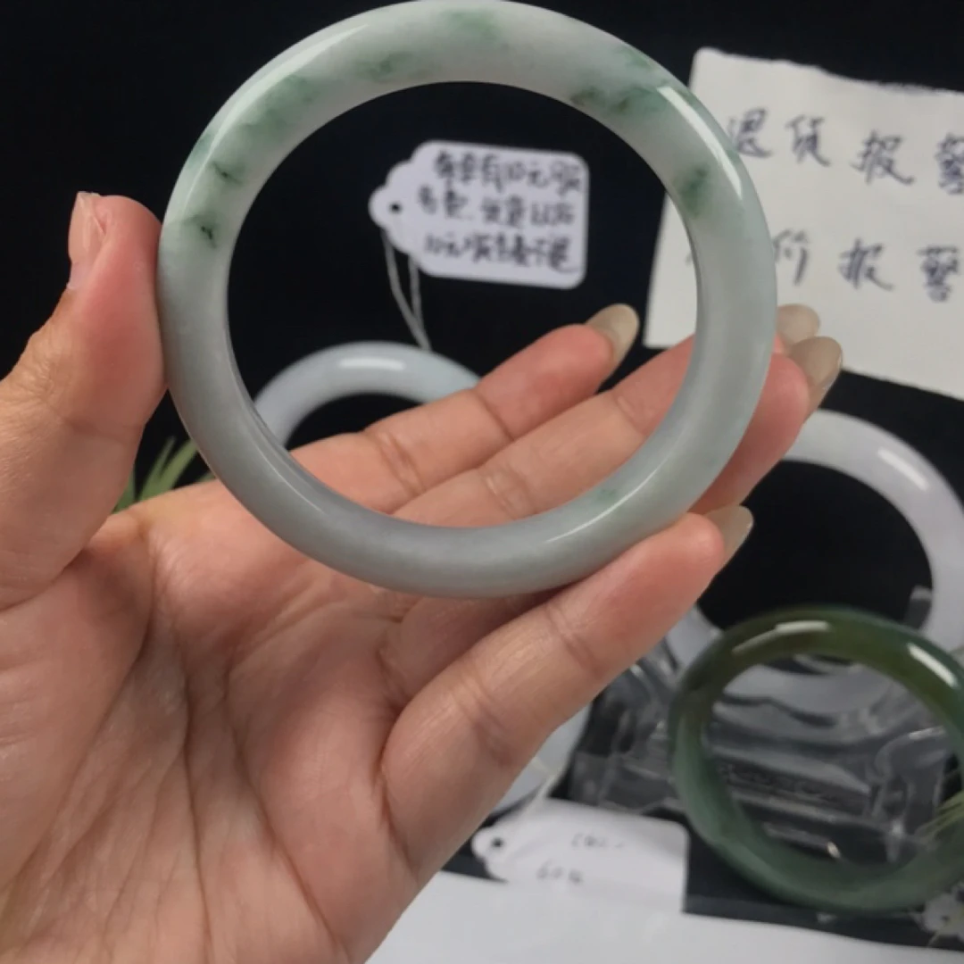 天然缅甸翡翠手镯A货镯子56圈 39