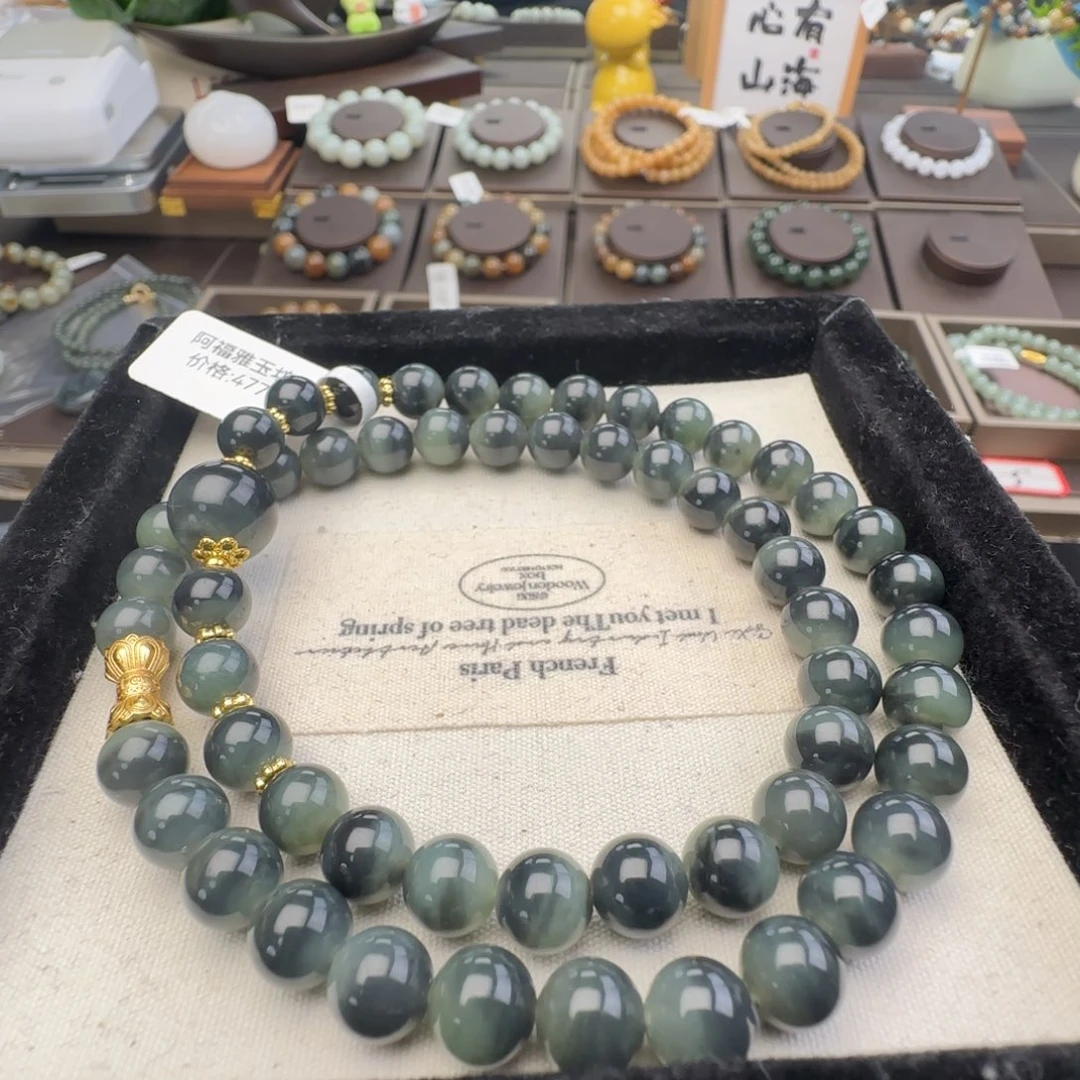 和田玉未镶嵌手链卡8青花女神链，2-5